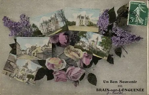 Ak Brain sur Longuenée Maine et Loire, Stadtbilder, Souvenir, Blumen