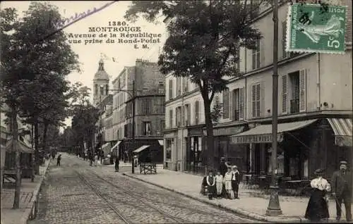 Ak Montrouge Hauts de Seine, Avenue de la Republique, vue prise du Rond Point