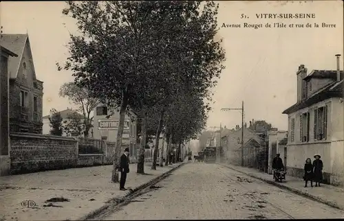 Ak Vitry sur Seine Val de Marne, Avenue Rouget de l'Isle, rue de la Barre