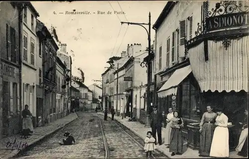 Ak Romainville Seine Saint Denis, Rue de Paris, A. Simonot
