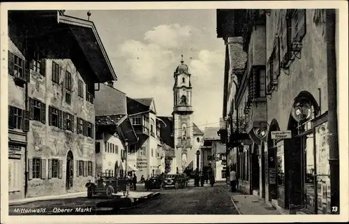 Ak Mittenwald in Oberbayern, Oberer Markt