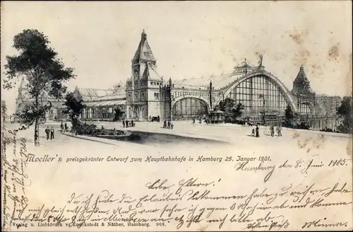 Ak Hamburg Mitte, Moeller's preisgekrönter Entwurf zum Hauptbahnhof, 25. Januar 1901