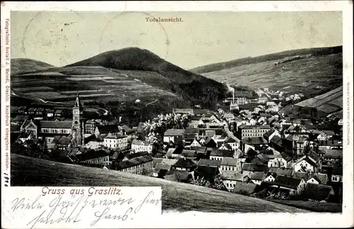 Ak Kraslice Graslitz Räumertal Reg Karlsbad, Totalansicht