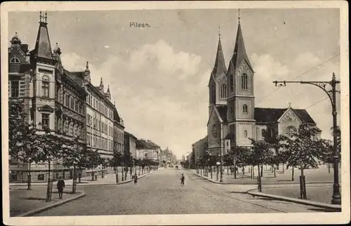 Ak Plzeň Pilsen Stadt, Straßenpartie