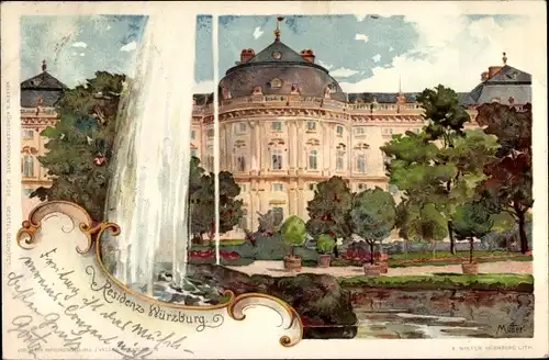 Künstler Litho Mutter, K, Würzburg am Main Unterfranken, Residenz