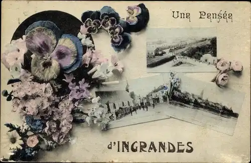 Ak Ingrandes Maine-et-Loire, Stadtbilder, Souvenir, Blumen