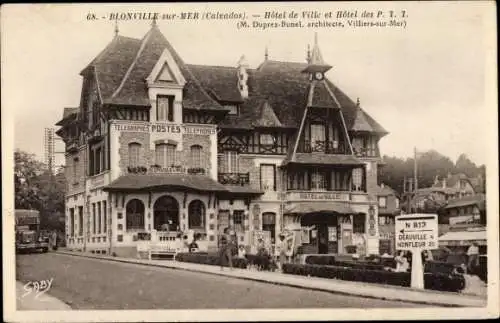 Ak Blonville sur Mer Calvados, Hotel de Ville, Hotel des PTT