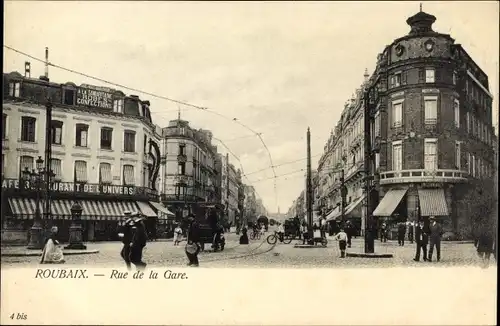 Ak Roubaix Nord, Rue de la Gare