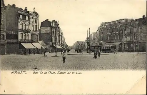 Ak Roubaix Nord, Rue de la Gare, Entree de la ville