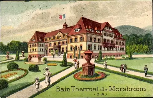 Künstler Ak Morsbronn les Bains Bas Rhin, Bain Thermal