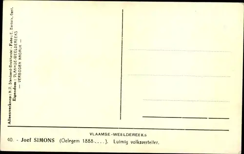 Ak Belgischer Schriftsteller Joef Simons, Portrait