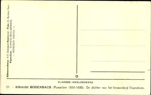 Künstler Ak Flämischer Dichter Albrecht Rodenbach, Portrait