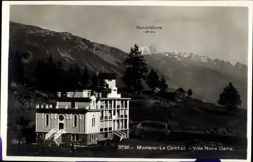 Ak Montana Kanton Wallis, La Combaz, Villa Notre Dame, Bietschhorn