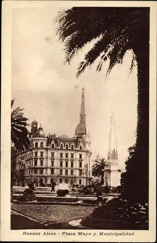 Ak Buenos Aires Argentinien, Plaza Mayo y Municipalidad