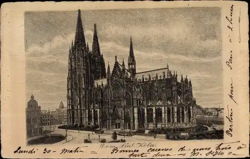 Künstler Ak Köln am Rhein, Dom Süd