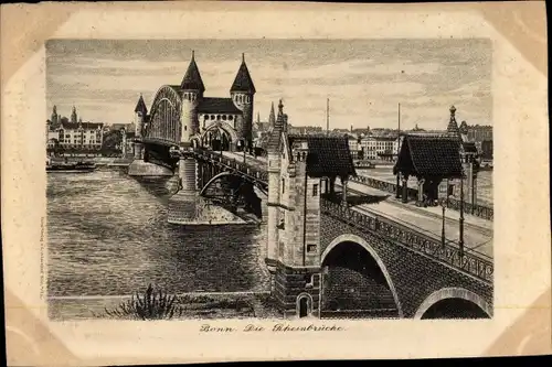 Künstler Ak Bonn am Rhein, Rheinbrücke