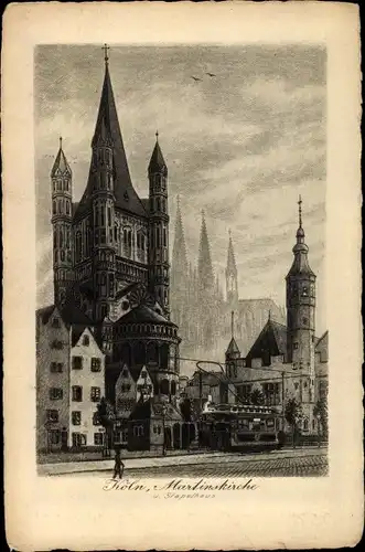 Künstler Ak Köln am Rhein, Groß St Martin, Stapelhaus