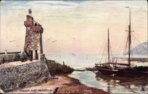 Künstler Ak Lynmouth Devon, Tower and Harbour