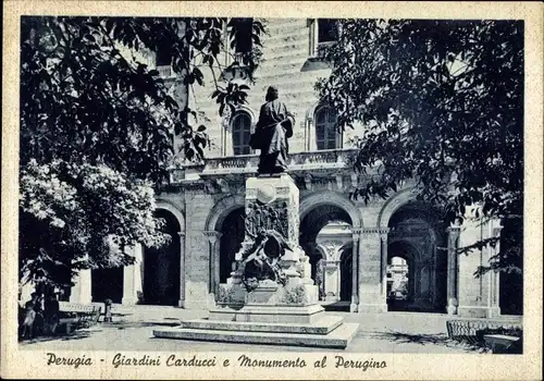 Ak Perugia Umbria, Giardini Carducci e Monumento al Perugino