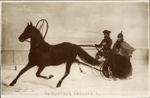 Ak Nikolaus I., Kaiser von Russland, Schlittengespann, Pferd