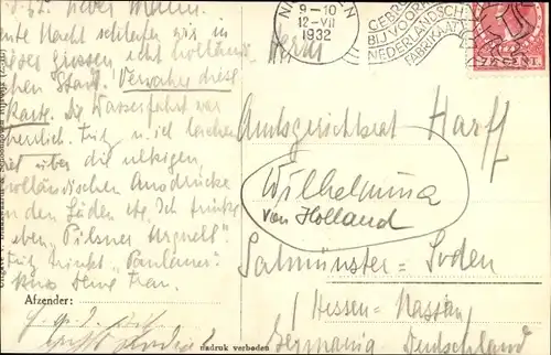 Ak Königin Wilhelmina der Niederlande