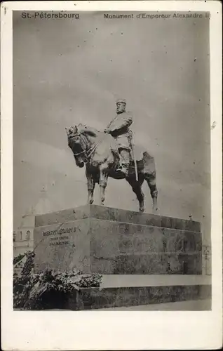 Ak Sankt Petersburg Russland, Monument d'Empereur Alexandre II