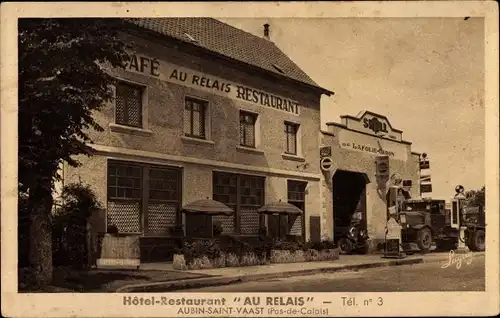 Ak Aubin Saint Vaast Pas de Calais, Hotel Restaurant Au Relais