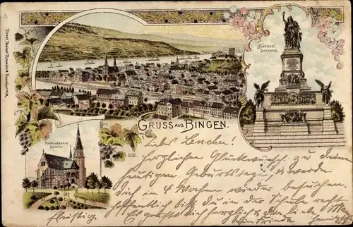 Litho Bingen am Rhein, Nationaldenkmal, Rochuskapelle, Gesamtansicht