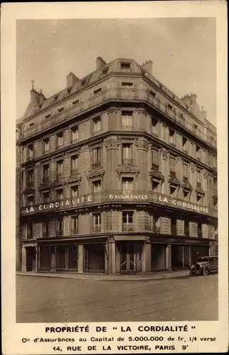 Ak Paris IX Opéra, Propriété de La Cordialité, 14 Rue de la Victoire