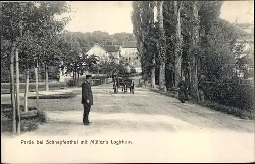 Ak Schnepfenthal Waltershausen in Thüringen, Partie mit Müller's Logirhaus