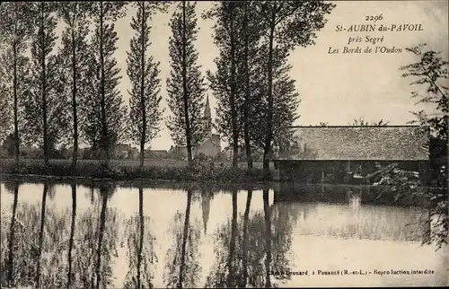 Ak Saint Aubin du Pavoil Maine et Loire, Les Bords de l'Oudon