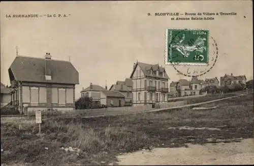 Ak Blonville sur Mer Calvados, Route de Villers a Trouville et Avenue Sainte Adele