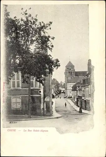 Ak Cosne Cours sur Loire Nièvre, La Rue Saint Aignan