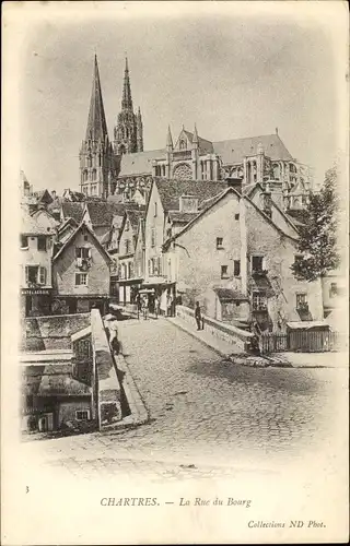 Ak Chartres Eure et Loir, La Rue du Bourg