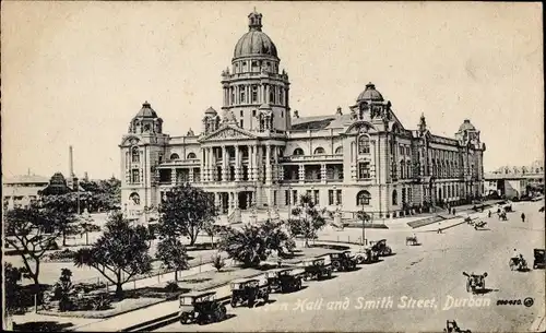 Ak Durban Südafrika, Town Hall and Smith Street
