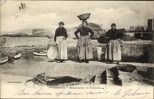 Ak Biarritz Pyrénées Atlantiques, Marchandes de Sardines