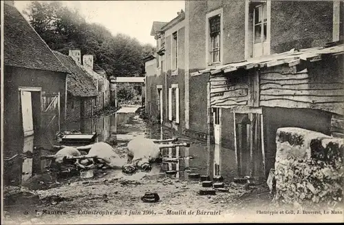 Ak Mamers Sarthe, Catastrophe du 7 juin 1904, Moulin de Barrutel