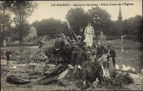 Ak Le Raincy Seine Saint Denis, Après le Cyclone, Piece d'eau de l'Eglise