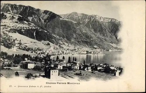 Ak Clarens Vernex Montreux Kanton Waadt, Ort mit Umgebung