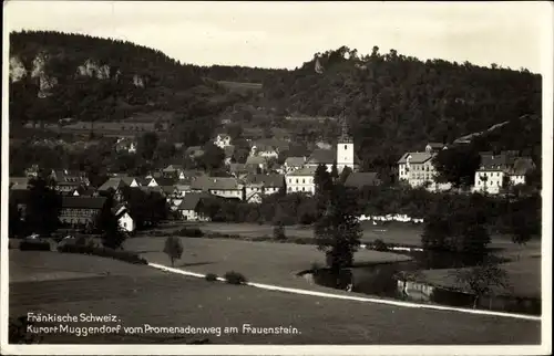 Ak Muggendorf Wiesenttal Fränkische Schweiz, Gesamtansicht vom Promenadenberg am Frauenstein