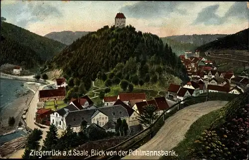 Künstler Ak Ziegenrück am Schiefergebirge Thüringen, Blick von der Pohlmansbank
