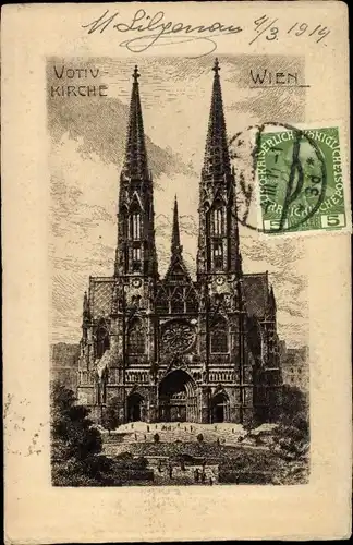 Künstler Ak Wien 1., Votiv-Kirche