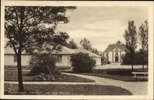 Ak Nyborg Dänemark, Modehuset Hermon set fra Parken