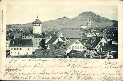 Ak Reutlingen, Blick über Stadt mit Turm und Kirche, 1901