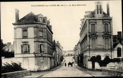 Ak Chalonnes sur Loire Maine et Loire, La Rue Nationale