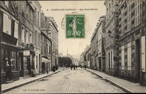 Ak Condé sur Noireau Calvados, Rue Saint Martin