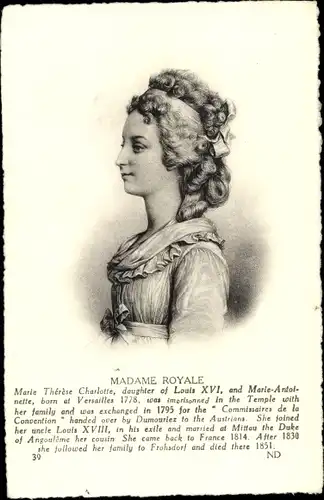Künstler Ak Madame Royale, Königin von Frankreich