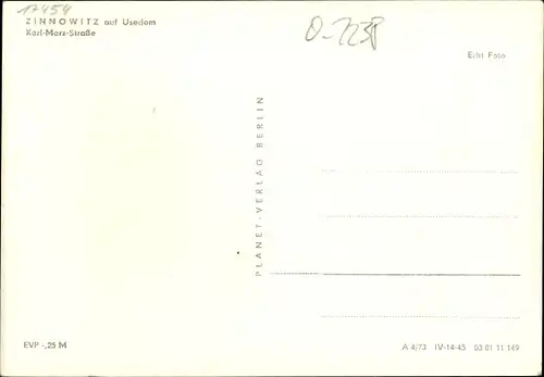 Ak Ostseebad Zinnowitz auf Usedom, Karl Marx Straße