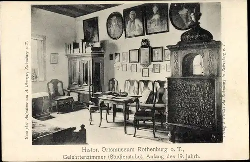 Ak Rothenburg ob der Tauber Mittelfranken, Histor. Ortsmuseum, Gelehrtenzimmer, Studierstube