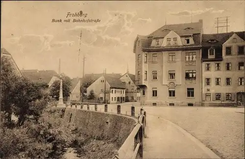 Ak Frohburg in Sachsen, Bank mit Bahnhofstraße